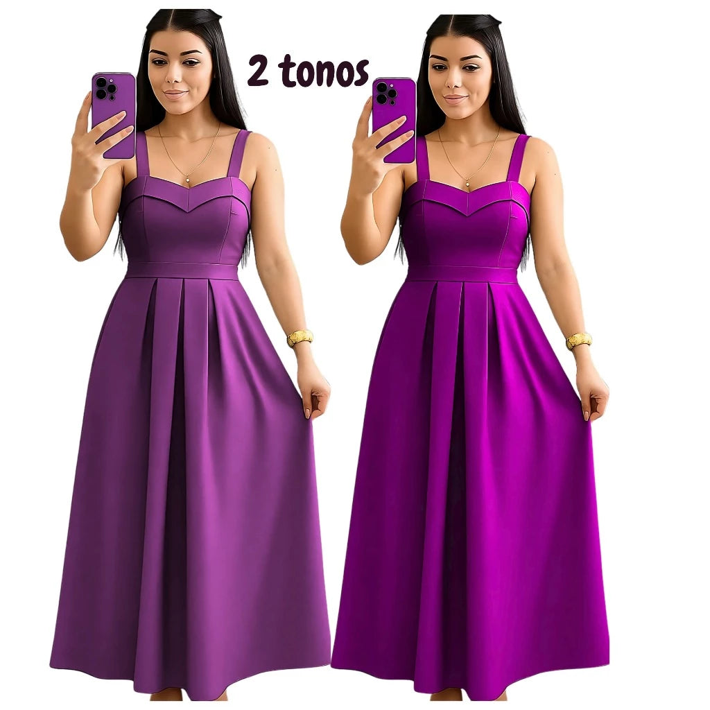 Vestido Longo Feminino Duna Linho com Bojo – Elegância clássica, caimento impecável